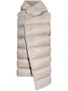 Rick Owens Hooded Liner Quilted Down Vest In Grey