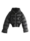 Rick Owens Hooded Quilted Down Jacket With Elastic Hem In Black