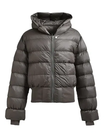 Rick Owens Hooded Puffer Jacket In Gray