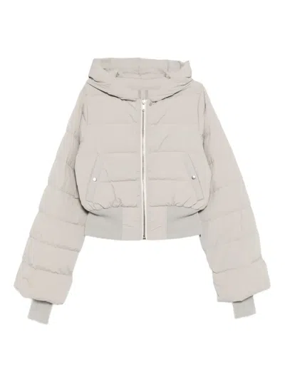 Rick Owens Hooded Puffer Jacket In Gray