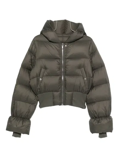 Rick Owens Hooded Puffer Jacket In Green