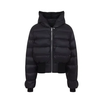 Rick Owens Hooded Puffer Jacket In Feather Down In Blue