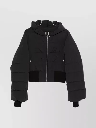 RICK OWENS HOODED QUILTED DOWN JACKET AND POCKETS