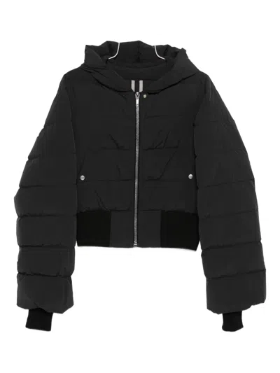 Rick Owens Hooded Quilted Down Jacket And Pockets In Blue