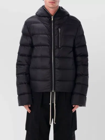 RICK OWENS HOODED QUILTED JACKET CHEST POCKET