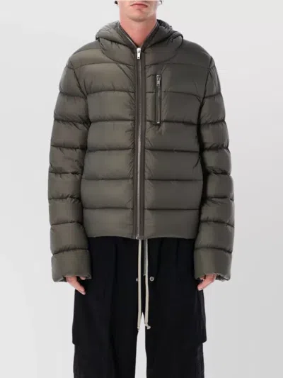 RICK OWENS HOODED QUILTED JACKET CHEST POCKET