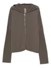 Rick Owens Hooded Ribbed-cuff Cardigan In Brown