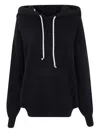 Rick Owens Hooded Sweater With Drawstring And Pocket In Black
