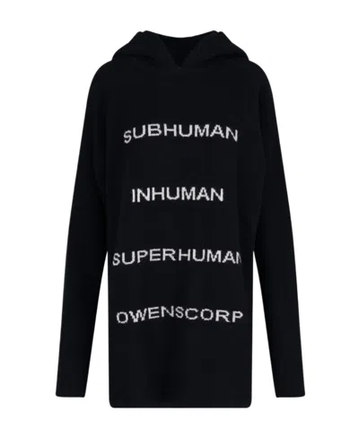 Rick Owens Hooded Sweater In Black