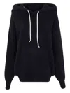 Rick Owens Hooded Sweater With Drawstring And Pocket In Blue
