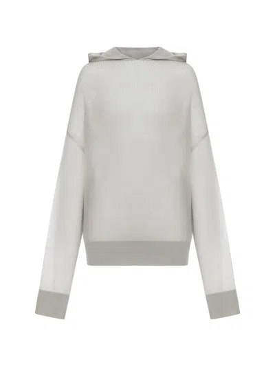 Rick Owens Hooded Sweater In Gray