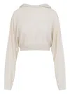 Rick Owens White Wool Cropped Hooded Pullover