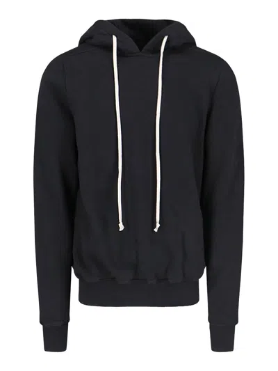 Rick Owens Hooded Sweatshirt With Fringe In Black