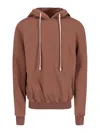 Rick Owens Hooded Sweatshirt With Fringe In Brown