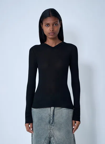Rick Owens Hooded T-shirt In Black