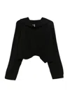 Rick Owens Long Sleeve Cropped Hoodie In Black