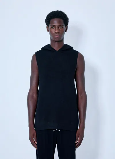 Rick Owens Hooded Tank Top In Black