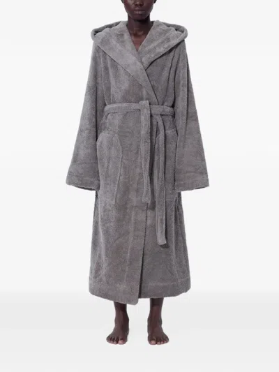 Rick Owens Hooded Terry-cloth Bathrobe In Gray