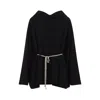 Rick Owens Hooded Tunic Mini Dress With Adjustable Waist