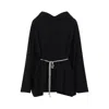 Rick Owens Hooded Tunic Mini Dress With Adjustable Waist