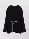 Rick Owens Hooded Tunic Mini Dress With Adjustable Waist In Black