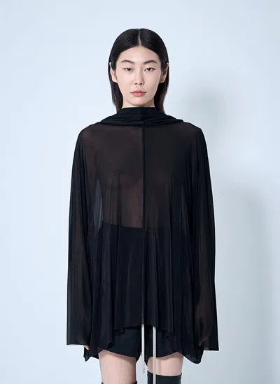 Rick Owens Hooded Tunic Top In Black