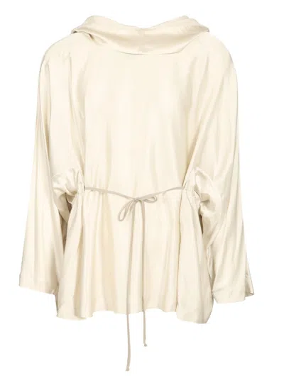 Rick Owens Hooded Tunic Tops White In Neutral