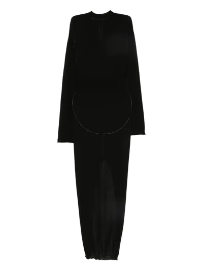 Rick Owens Hooded Wool Dress In Multi