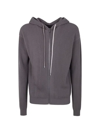 Rick Owens Hooded Zip Jacket In Gray