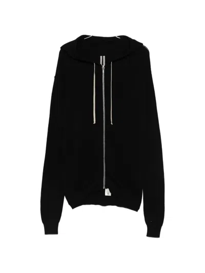 Rick Owens Hooded Zip-up Cardigan In Black