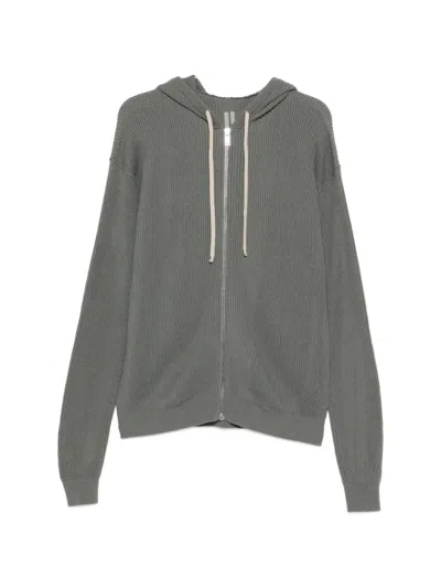 Rick Owens Hooded Zip-up Cardigan In Gray