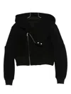 Rick Owens Cropped Black Coat With Oversized Collar In Black