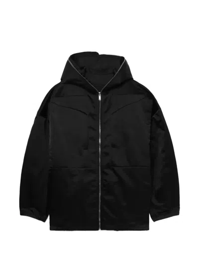 Rick Owens Hooded Zip-up Jacket In Black