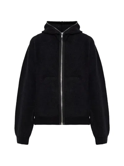 Rick Owens Hooded Zip-up Cardigan In Black