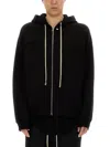 Rick Owens Cashmere Zipped Hoodie In Black