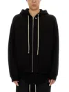 Rick Owens Black Cashmere-wool Zip-up Hoodie With Drawstrings In Black