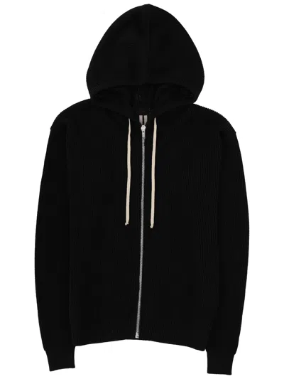 Rick Owens Zipper Hooded Shirt In Black
