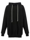 Rick Owens Drawstring Long Hoodie In Black