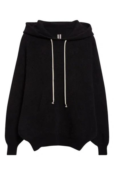 Rick Owens Hun Alpaca & Wool Blend Sweater Hoodie In Black