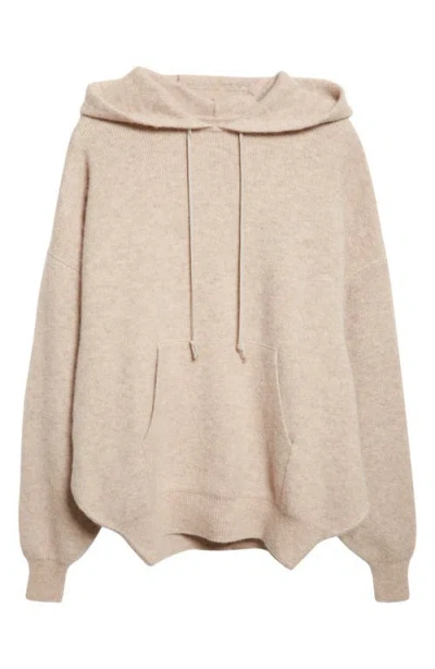 Rick Owens Hun Alpaca & Wool Blend Sweater Hoodie In Brown