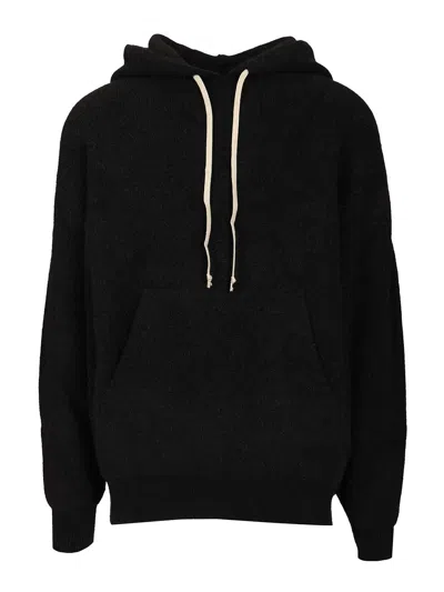 Rick Owens Hun Hoodie Oversize Wool Hoodie Knit Knitwear Black