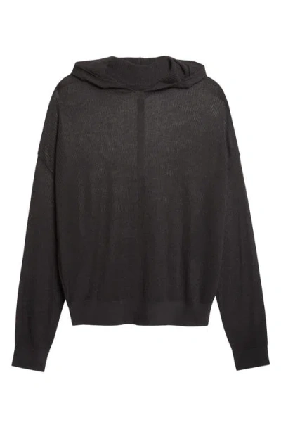 Rick Owens Hun Oversize Rib Cashmere Hoodie In Black