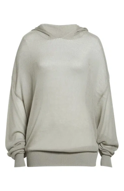 Rick Owens Hun Oversize Rib Cashmere Hoodie In White