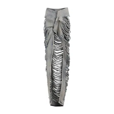 Rick Owens Edfu Skirt Distressed Cut-out High-waisted In Gray