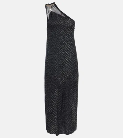 Rick Owens Hydra One-shoulder Midi Dress In Black