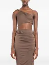 Rick Owens Hydra One-shoulder Tank Top In Brown