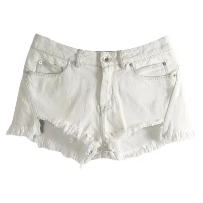 Pre-owned Rick Owens In Denim Bias Cutoff Shorts 'milk Wash' | White | Women's Size 26