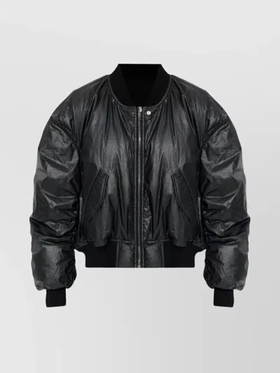 Rick Owens Insulated Quilted Jacket Side Pockets In Black