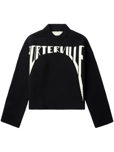 Rick Owens Intarsia-knit Logo Jumper In Black