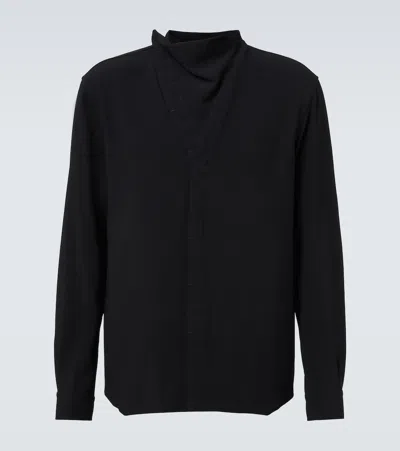 Rick Owens Island Draped Cady Shirt In Blue